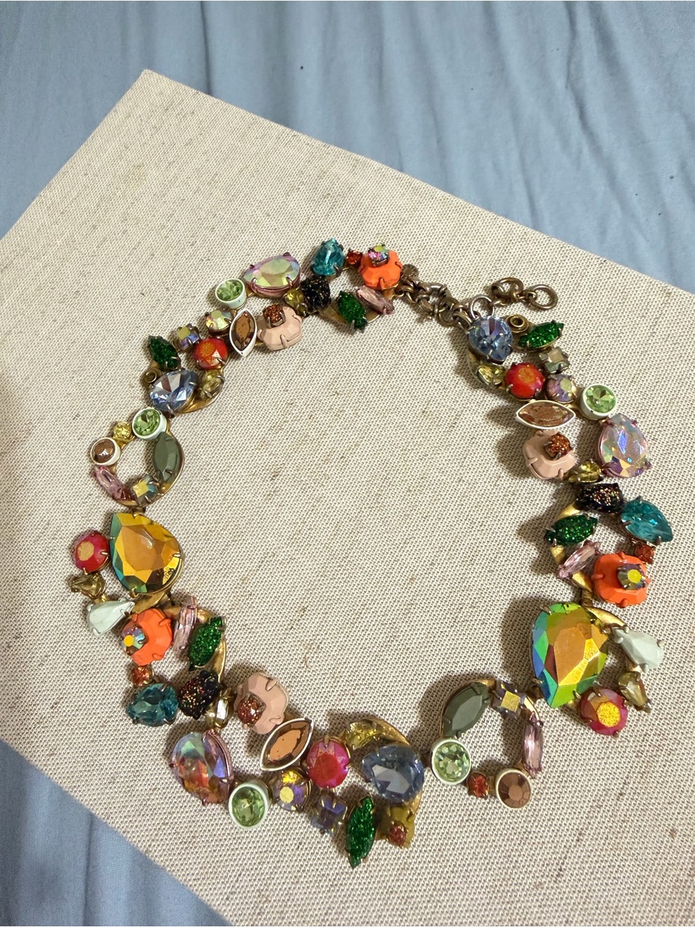 J. Crew Multicolor Crystal Wreathe Floral Brulee Statement Necklace - Picture 4 of 14